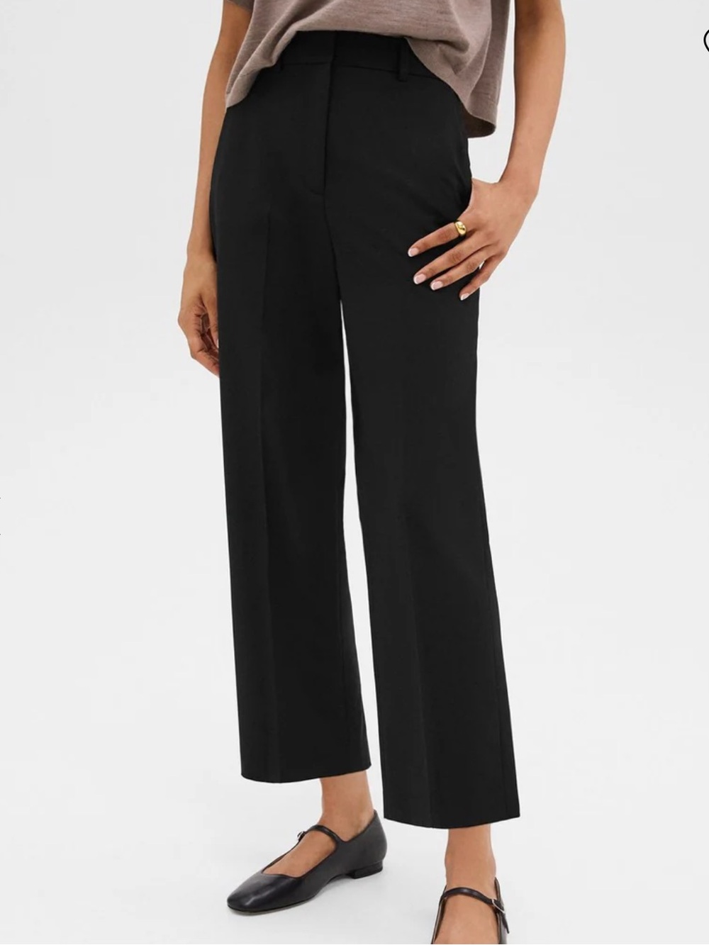 Theory Traceable Good Wool High Waist Ankle Straight Dress Pants Black Sz 14